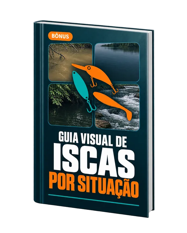 Mockup do bônus Guia Visual de Iscas por Situação